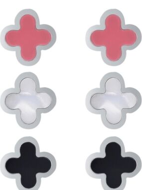 Adornia Set Of 3 Clover Studs